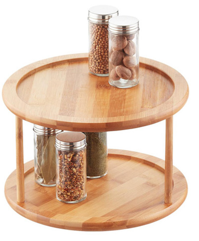 Bamboo Double Two-Tier Turntable for storing spices