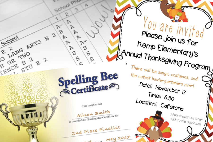 keepsake papers report card spelling bee certificate and others