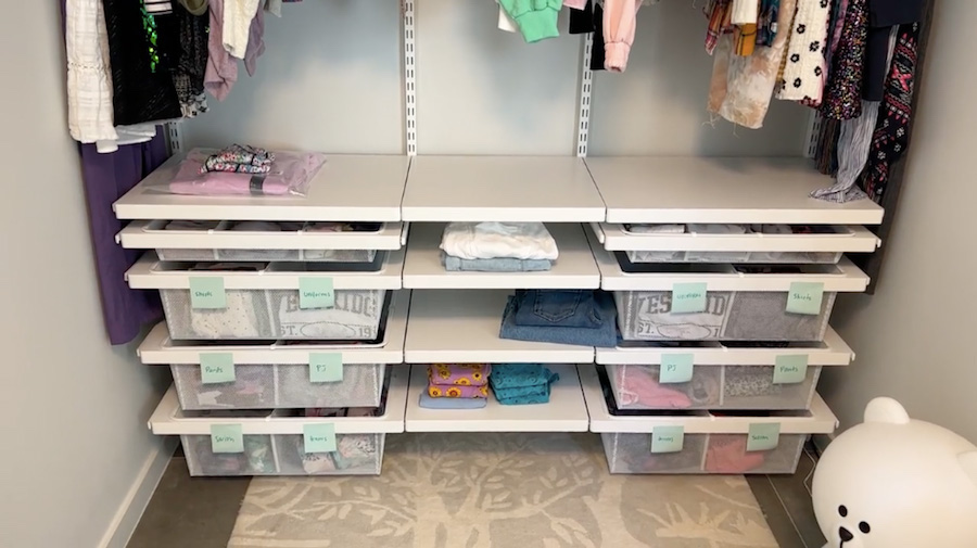 drawers with sticky notes on them