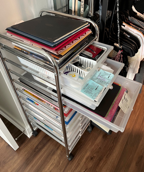 desk drawers before reorganization