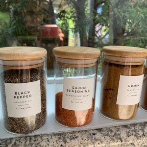 Kitchen Bamboo Lidded Spice Jars from Cary Prince Organizing Holiday Gift Guide