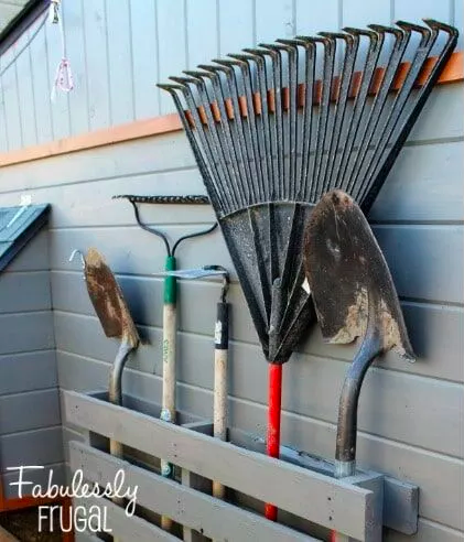 Fabulously Frugal Lawn Tool Storage with Pallet