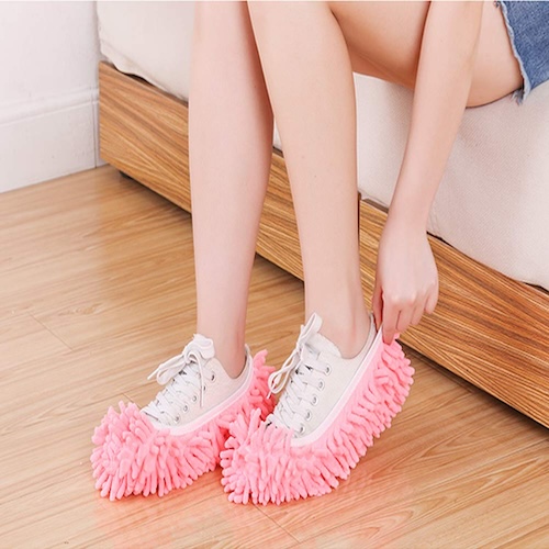Tamicy Pink Microfiber Cleaning Mop Slippers