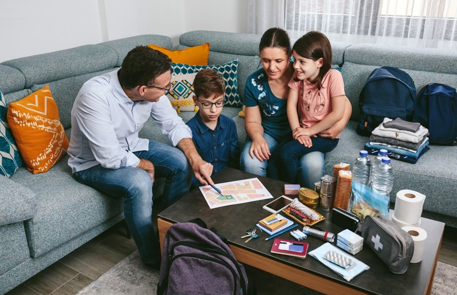 Family meeting to review Emergency Preparedness and evacuation plan