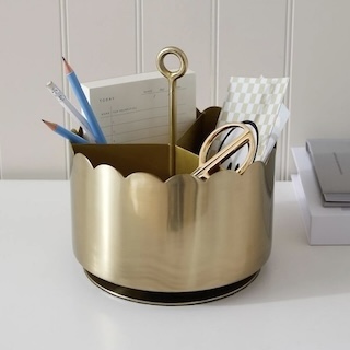 Pottery Barn Teen Gold Scallop Rotating Desk Organizer for your study space