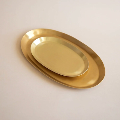 Brass Oval Trays from +COOP for organizing your home entryway