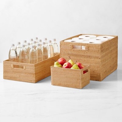 Rattan Pantry Baskets from Williams Sonoma for an organized pantry