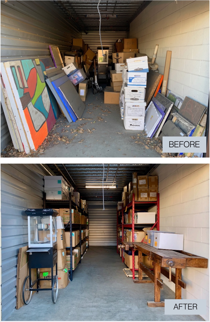 a garage before and after it's been organized
