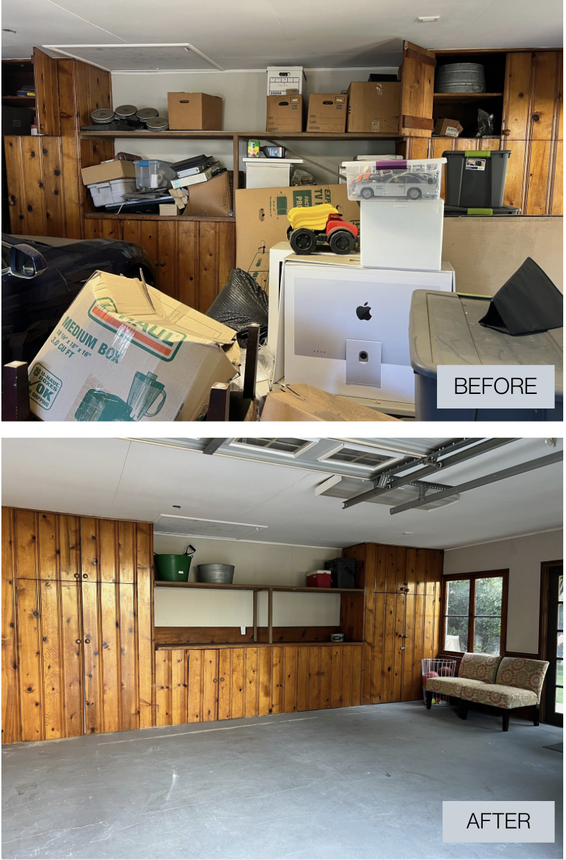 garage before and after organizing