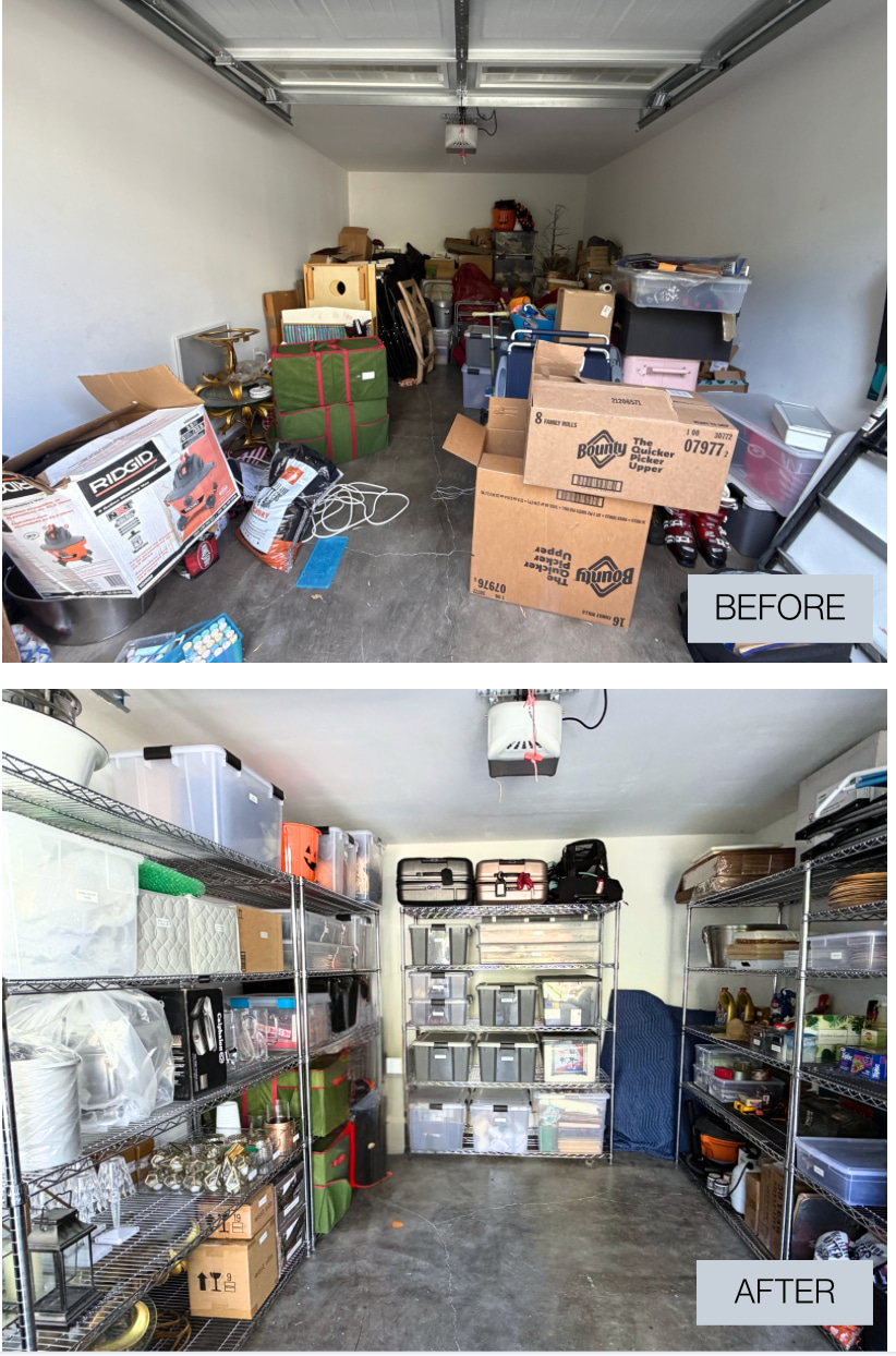 garage organizing before and after